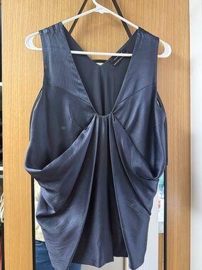 Club Monaco Navy Draped Silk-Blend Camisole